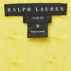 Pre Owned Ralph Lauren Yellow Patterned Knit Cashmere Sweater M