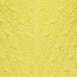 Pre Owned Ralph Lauren Yellow Patterned Knit Cashmere Sweater M