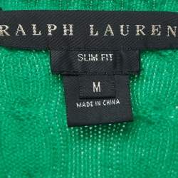 Pre Owned Ralph Lauren Green Patterned Knit Cashmere Slim Fit Sweater M