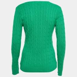 Pre Owned Ralph Lauren Green Patterned Knit Cashmere Slim Fit Sweater M