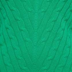 Pre Owned Ralph Lauren Green Patterned Knit Cashmere Slim Fit Sweater M