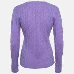 Pre Owned Ralph Lauren Light Purple Cashmere Cable Knit Sweater M