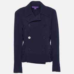 Ralph Lauren Navy Blue Wool Double Breasted Coat L