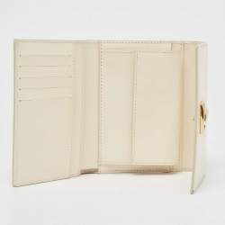 Pre Owned Ralph Lauren White Leather Stirrup Trifold Wallet
