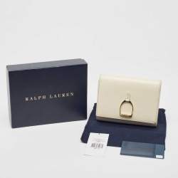 Pre Owned Ralph Lauren White Leather Stirrup Trifold Wallet