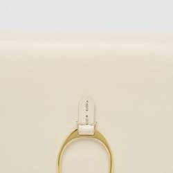 Pre Owned Ralph Lauren White Leather Stirrup Trifold Wallet