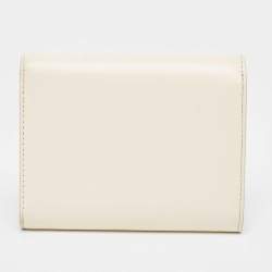 Pre Owned Ralph Lauren White Leather Stirrup Trifold Wallet