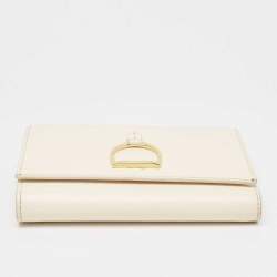 Pre Owned Ralph Lauren White Leather Stirrup Trifold Wallet