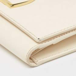 Pre Owned Ralph Lauren White Leather Stirrup Trifold Wallet