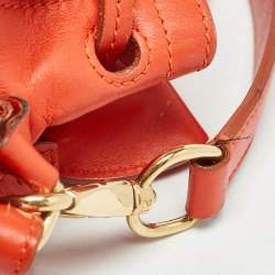 Ralph Lauren Orange Leather Ricky Drawstring Bucket Bag