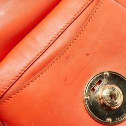 Ralph Lauren Orange Leather Ricky Drawstring Bucket Bag