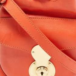 Ralph Lauren Orange Leather Ricky Drawstring Bucket Bag