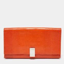 Ralph Lauren Orange Lizard Flap Clutch