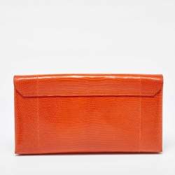 Ralph Lauren Orange Lizard Flap Clutch