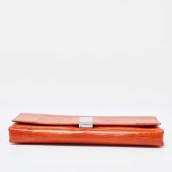 Ralph Lauren Orange Lizard Flap Clutch