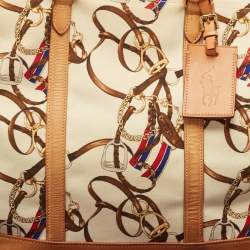 Ralph Lauren Multicolor Equestrian Canvas and Leather Shopper Tote