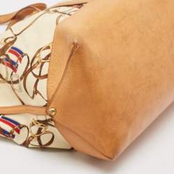 Ralph Lauren Multicolor Equestrian Canvas and Leather Shopper Tote