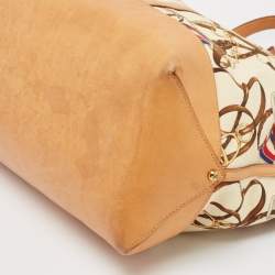 Ralph Lauren Multicolor Equestrian Canvas and Leather Shopper Tote
