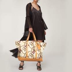 Ralph Lauren Multicolor Equestrian Canvas and Leather Shopper Tote