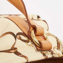 Ralph Lauren Multicolor Equestrian Canvas and Leather Shopper Tote