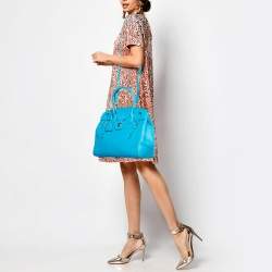 Pre Owned Ralph Lauren Turquoise Leather Soft Ricky 33 Tote