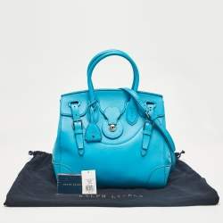 Pre Owned Ralph Lauren Turquoise Leather Soft Ricky 33 Tote