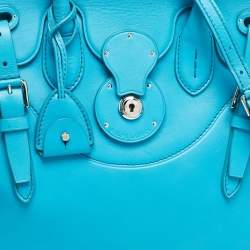 Pre Owned Ralph Lauren Turquoise Leather Soft Ricky 33 Tote