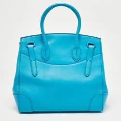 Pre Owned Ralph Lauren Turquoise Leather Soft Ricky 33 Tote