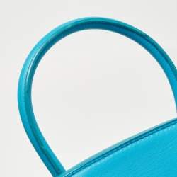 Pre Owned Ralph Lauren Turquoise Leather Soft Ricky 33 Tote