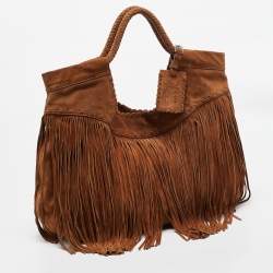 Pre Owned Ralph Lauren Brown Suede Fringe Hobo