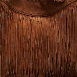 Pre Owned Ralph Lauren Brown Suede Fringe Hobo