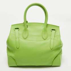 Pre Owned Ralph Lauren Apple Green Leather Ricky 33 Tote