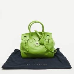 Pre Owned Ralph Lauren Apple Green Leather Ricky 33 Tote