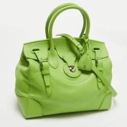 Pre Owned Ralph Lauren Apple Green Leather Ricky 33 Tote