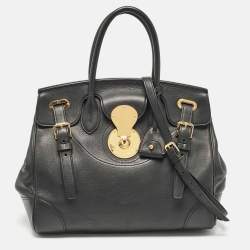 Ralph Lauren Black Leather Ricky 33 Tote