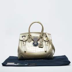 Ralph Lauren Gold Alligator Ricky 33 Tote