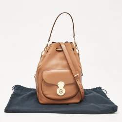 Ralph Lauren Brown Leather Ricky Drawstring Bucket Bag