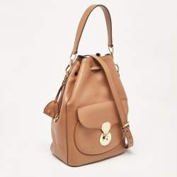 Ralph Lauren Brown Leather Ricky Drawstring Bucket Bag