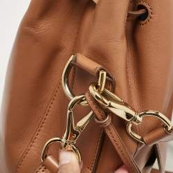 Ralph Lauren Brown Leather Ricky Drawstring Bucket Bag