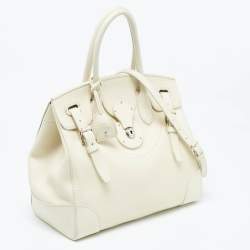 Pre Owned Ralph Lauren Light Cream Leather Soft Ricky 33 Tote