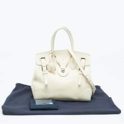 Pre Owned Ralph Lauren Light Cream Leather Soft Ricky 33 Tote