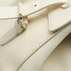 Pre Owned Ralph Lauren Light Cream Leather Soft Ricky 33 Tote