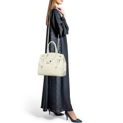 Pre Owned Ralph Lauren Light Cream Leather Soft Ricky 33 Tote