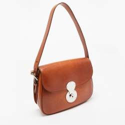 Ralph Lauren Brown Leather Ricky Flap Crossbody Bag