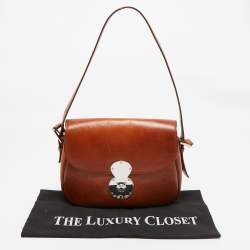 Ralph Lauren Brown Leather Ricky Flap Crossbody Bag