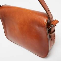 Ralph Lauren Brown Leather Ricky Flap Crossbody Bag