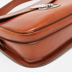Ralph Lauren Brown Leather Ricky Flap Crossbody Bag