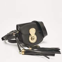 Ralph Lauren Black Leather Ricky Tassel Crossbody Bag