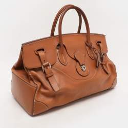 Ralph Lauren Gold Leather East/West Ricky 40 Top Handle Bag