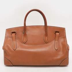 Ralph Lauren Gold Leather East/West Ricky 40 Top Handle Bag